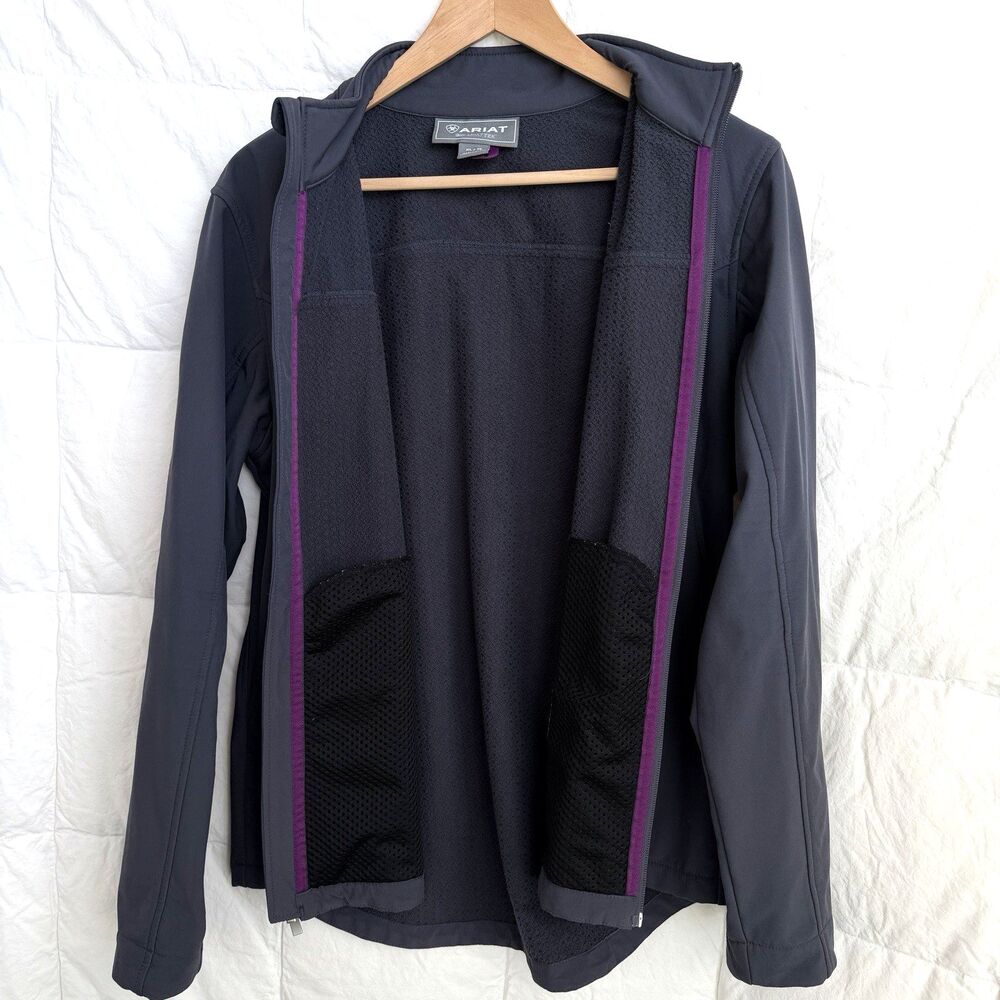 Ariat Women's New Team Softshell Wind & Water Resistant Jacket Grey XL - Picture 8 of 15
